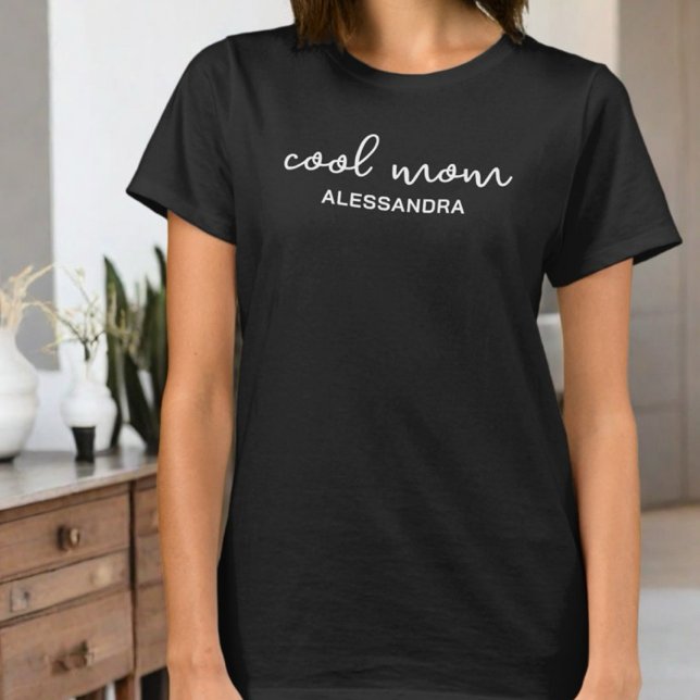 Cool mom monogram typography calligraphy simple T-Shirt (Creator Uploaded)