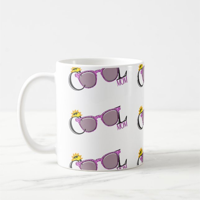 Cool Mom-sun and sunglasses on white Coffee Mug (Left)