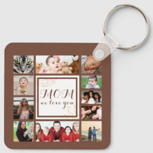Cool Mom We Love You Photo Collage Keychain