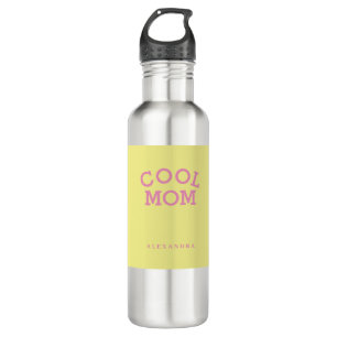 Cool Mom Yellow Pink Custom Name Mother's Day Stainless Steel Water Bottle