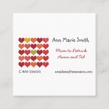 Cool Mommy  Festival Cute Red Hearts Pattern Calling Card by happytwitt at Zazzle