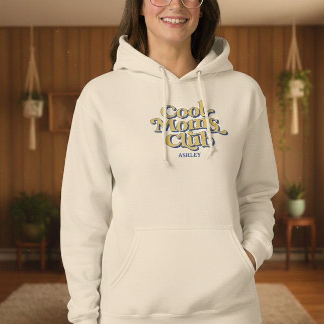 Cool Moms Club Classic Motherhood Retro Text Style Hoodie (Creator Uploaded)