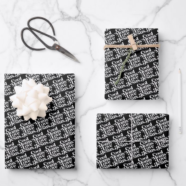 Cool Moms Love Jesus Wrapping Paper Sheets (Front)