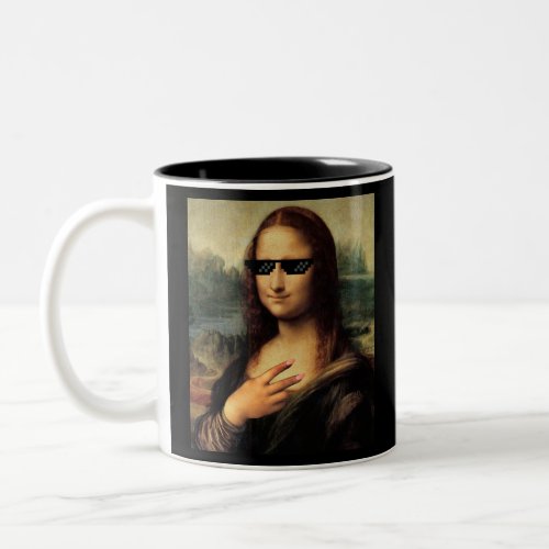 Cool Monalisa Selfie Two_Tone Coffee Mug