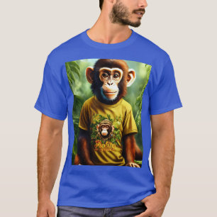 Cool Monkey Art Men’s T-Shirt   Trendy Blue Graphi