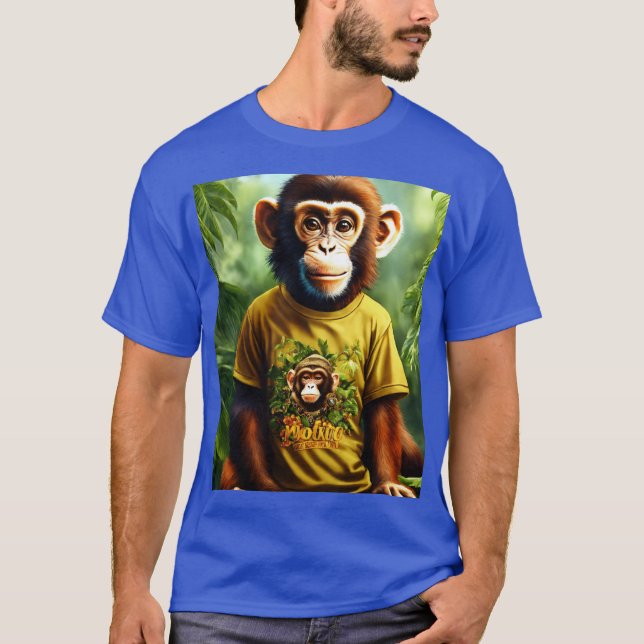 Cool Monkey Art Men’s T-Shirt | Trendy Blue Graphi (Front)