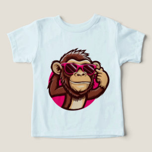 Cool Monkey Baby T-Shirt with Pink Sunglasses Toddler T-shirt