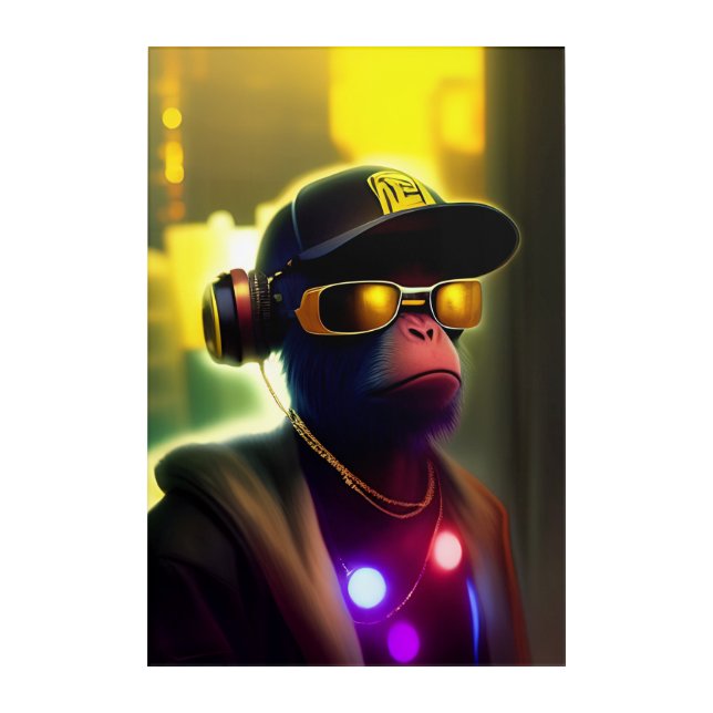 Cool monkey with sunglasses acrylic print (Front)