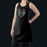 Cool Monochrome Black Grey Modern Script Monogram Apron<br><div class="desc">Introducing the Cool Monochrome Black Grey Modern Script Monogram Apron – a sophisticated and stylish kitchen accessory that combines elegant script typography with modern minimalist design. This personalized apron for women is the perfect choice for a custom Mother's Day gift, showcasing a chic and versatile script monogram. Designed to add...</div>