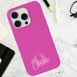 Cool Monochrome Pink Trendy Script Monogram  iPhone 15 Pro Case<br><div class="desc">Elevate your tech style with our Cool Monochrome Pink Trendy Script Monogram iPhone 15 Pro Case – a perfect blend of personalization and modern design. This monogram phone case is not just a protective accessory; it's a stylish statement. The trendy script monogram, customized with your initials, adds a touch of...</div>