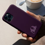 Cool Monochrome Purple Modern Script Monogram iPhone 15 Pro Case<br><div class="desc">The Cool White Modern Minimalist Trendy Personalized Thermal Tumbler is a sleek and stylish choice for a custom and functional gift. This tumbler is not just any drinkware; it's a personalized and insulated coffee tumbler that stands out with its minimalist design. The tumbler is customized with a name, adding a...</div>