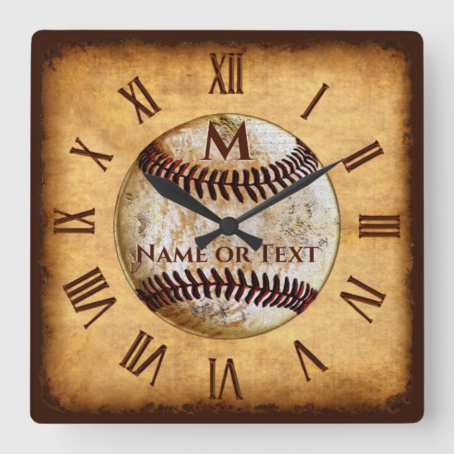 Cool Monogram and Personalized Baseball Clock (Front)