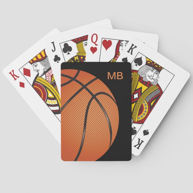 Cool Monogram Basketball Theme Poker Cards (Back)