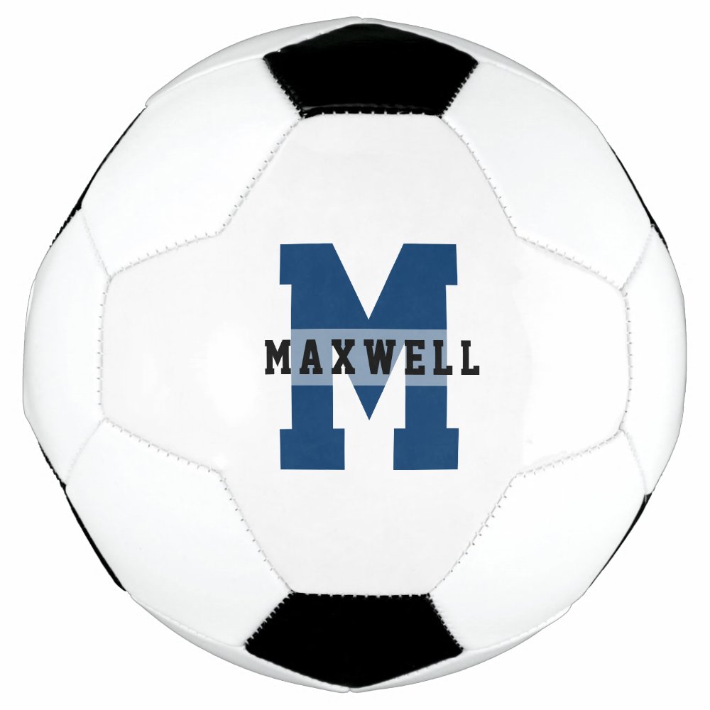 Disover Cool Monogram Custom Name Classic Light Blue Socce Soccer Ball