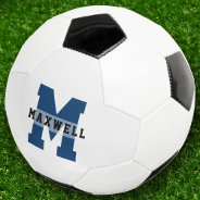 Cool Monogram Custom Name Classic Light Blue Socce Soccer Ball at Zazzle