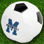 Cool Monogram Custom Name Classic Light Blue Socce Soccer Ball<br><div class="desc">Cool modern custom name soccer ball with your monogram bold sporty typography. Personalize with the name of your future soccer star!</div>
