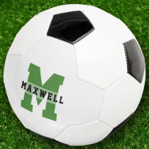 Cool Monogram Custom Name Classic Sports Green Soccer Ball