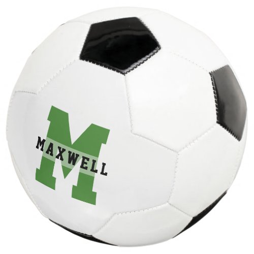 Cool Monogram Custom Name Classic Sports Green Soccer Ball