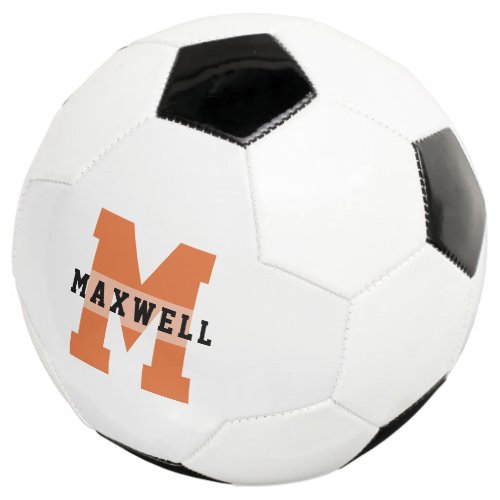 Cool Monogram Custom Name Classic Sports Orange Soccer Ball