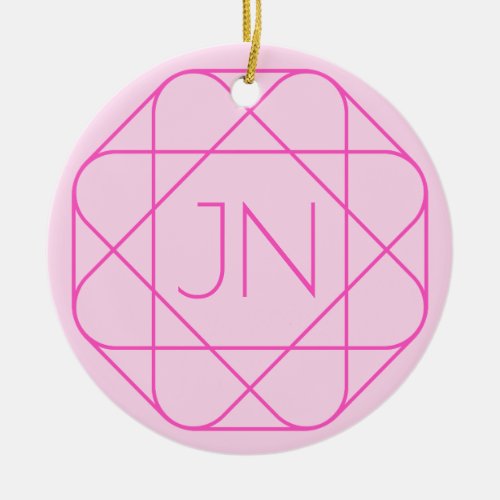 Cool Monogram Hip Logo Style  Pink  Magenta Ceramic Ornament