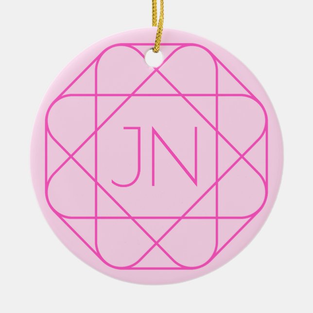 Cool Monogram, Hip Logo Style | Pink & Magenta Ceramic Ornament (Front)