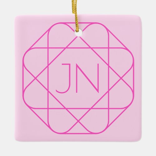 Cool Monogram Hip Logo Style  Pink  Magenta Ceramic Ornament