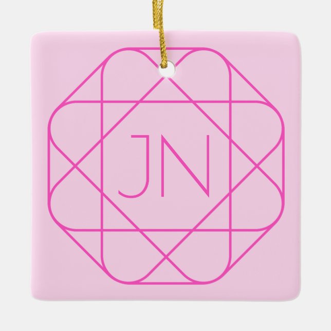 Cool Monogram, Hip Logo Style | Pink & Magenta Ceramic Ornament (Front)