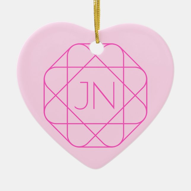 Cool Monogram, Hip Logo Style | Pink & Magenta Ceramic Ornament (Front)