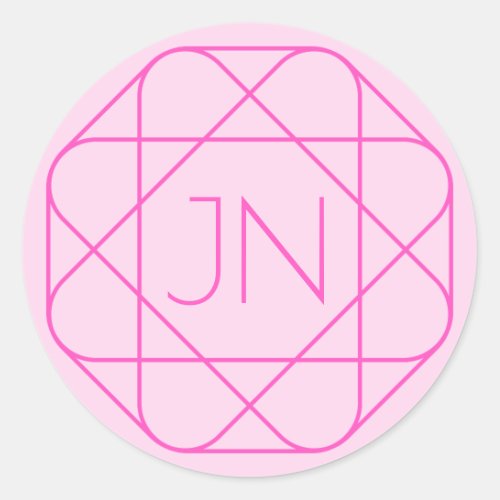 Cool Monogram Hip Logo Style  Pink  Magenta Classic Round Sticker