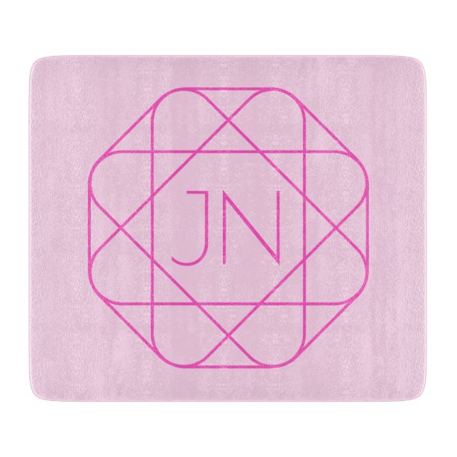 Cool Monogram, Hip Logo Style | Pink & Magenta Cutting Board (Front)