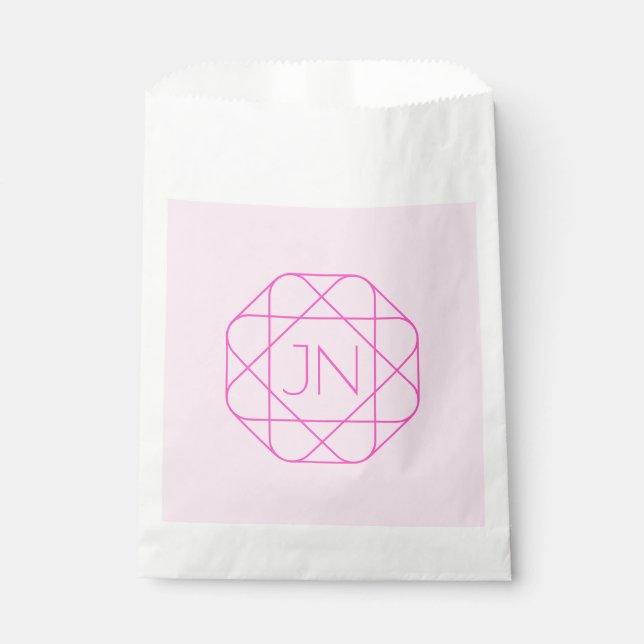 Cool Monogram, Hip Logo Style | Pink & Magenta Favor Bag (Front)