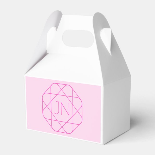 Cool Monogram, Hip Logo Style | Pink & Magenta Favor Boxes (Front Side)