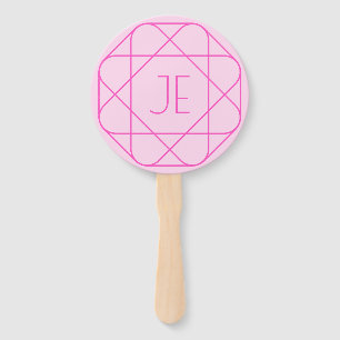 Cool Monogram, Hip Logo Style Pink & Magenta Hand Fan