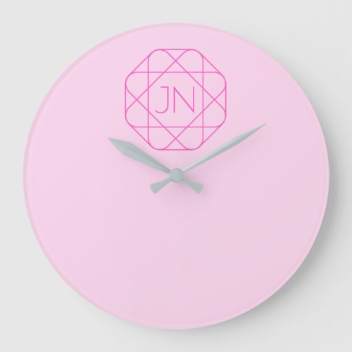 Cool Monogram Hip Logo Style  Pink  Magenta Large Clock