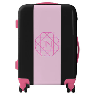 Cool Monogram, Hip Logo Style   Pink & Magenta Luggage