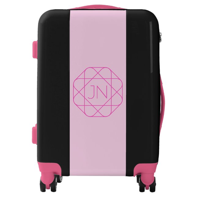 Cool Monogram, Hip Logo Style | Pink & Magenta Luggage (Front)