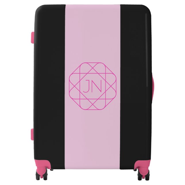 Cool Monogram, Hip Logo Style | Pink & Magenta Luggage (Front)