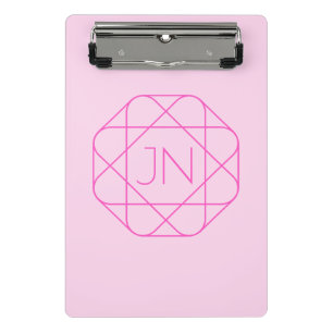 Cool Monogram, Hip Logo Style Pink & Magenta Mini Clipboard