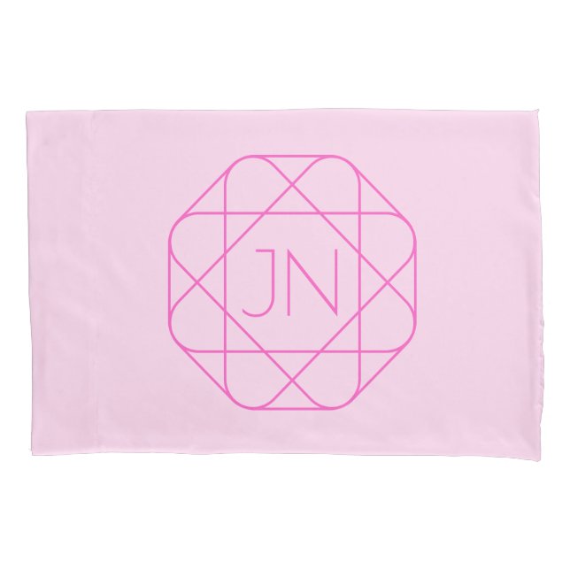 Cool Monogram, Hip Logo Style | Pink & Magenta Pillow Case (Front)