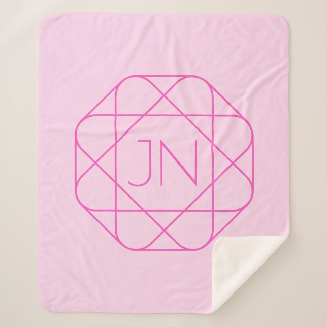 Cool Monogram, Hip Logo Style | Pink & Magenta Sherpa Blanket (Front)