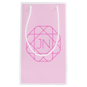 Cool Monogram, Hip Logo Style Pink & Magenta Small Gift Bag