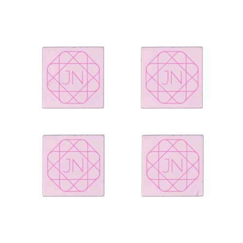 Cool Monogram Hip Logo Style  Pink  Magenta Stone Magnet