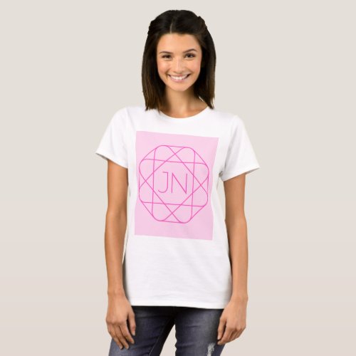 Cool Monogram Hip Logo Style  Pink  Magenta T_Shirt