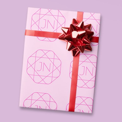 Cool Monogram Hip Logo Style  Pink  Magenta Wrapping Paper