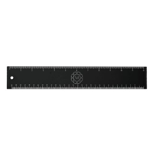 Cool Monogram Hip Logo Style Vibe  Black  White Ruler