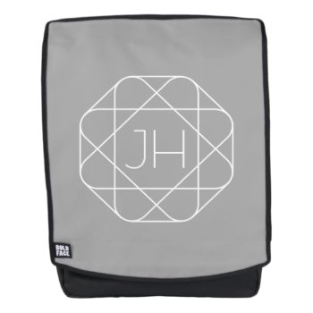Cool Monogram  Hip Logo Style Vibe | Grey & White Backpack by simple_monograms at Zazzle