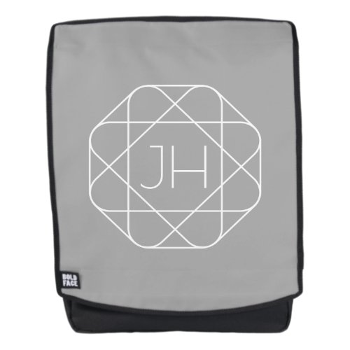 Cool Monogram Hip Logo Style Vibe  Grey  White Backpack