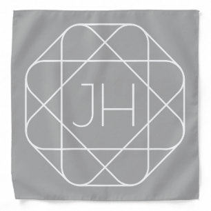 Cool Monogram, Hip Logo Style Vibe Grey & White Bandana