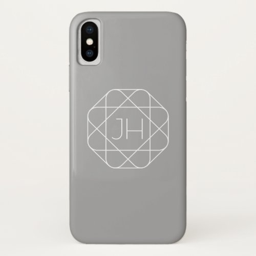 Cool Monogram Hip Logo Style Vibe  Grey  White iPhone X Case