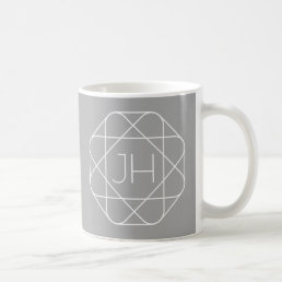 Cool Monogram, Hip Logo Style Vibe | Grey &amp; White Coffee Mug